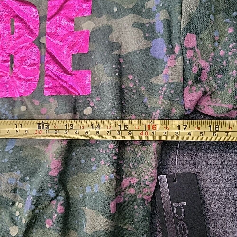 NEW Bebe EHoodie Sweatshirt Elastic Bebe Logo Size M (10/12) Y2K  Camo Paint - Picture 3 of 11